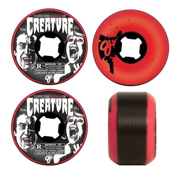 OJ X Creature Red Bloodsuckers Skateboard Wheels | 54mm 97A