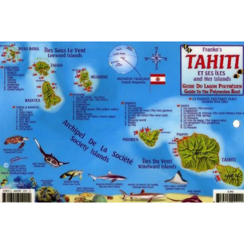 Franko Maps Polynesia Rangiroa Reef Dive Creature Guide 5.5 X 8.5 Inch