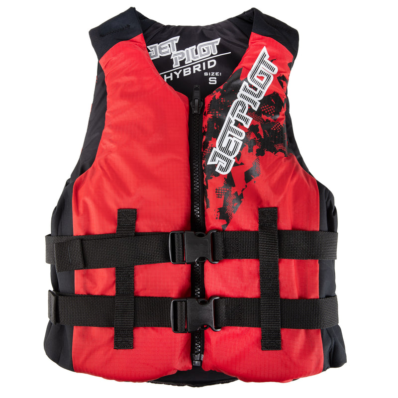 JetPilot Hybrid Wakeboard Vest, Life Jacket US CGA More Than 90lbs PFD Type III -Red, Small