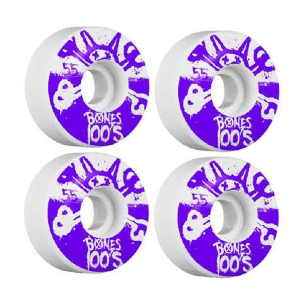 Skateboard Bones Wheels 100'S OG FORMULA V4 55mm White/Purple