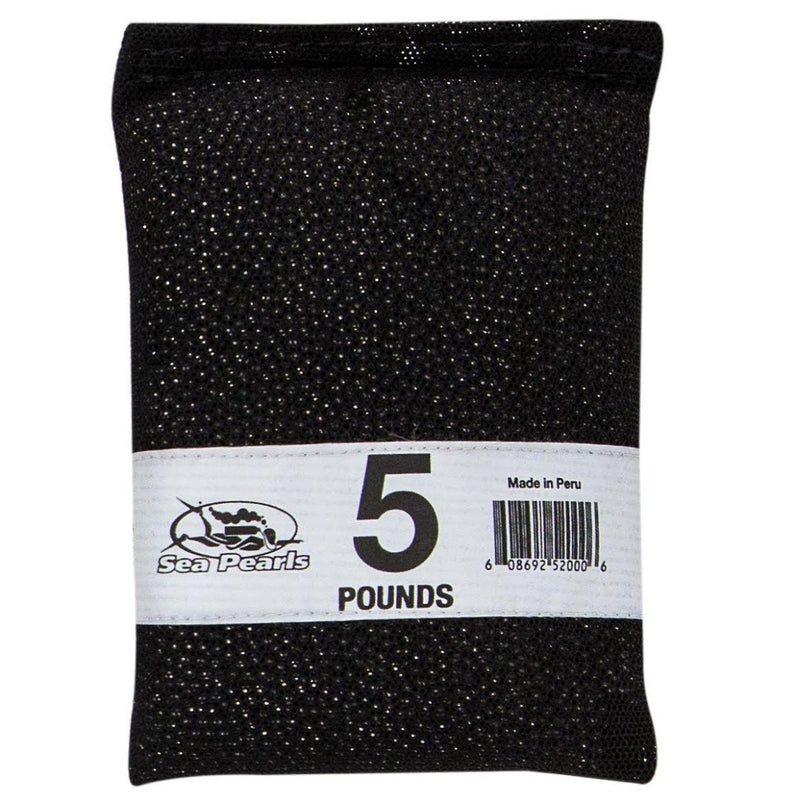 Sea Pearls Uncoated Lead Shot Heavy Duty Nylon Mesh Weight Bag, 5 lb - Black