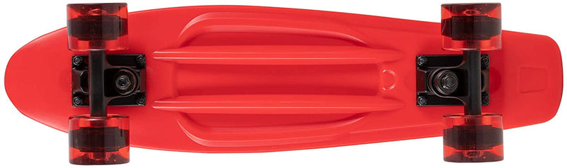 Rekon Complete 22" Mini Cruiser Plastic Skateboard (Red/Clear Red)
