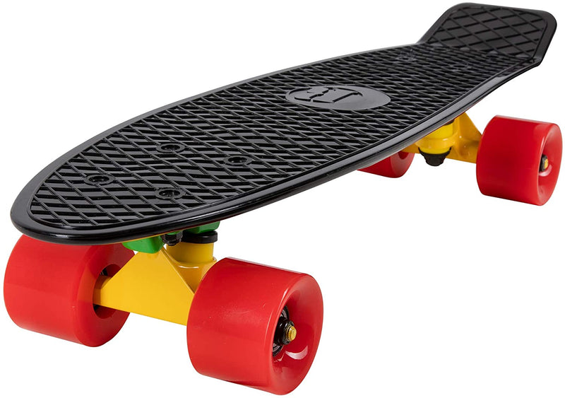Rekon Complete 22" Mini Cruiser Plastic Skateboard (Black/Red/Yellow)