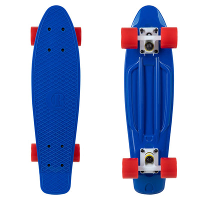 Rekon Complete 22" Mini Cruiser Plastic Skateboard (Blue/White/Red)