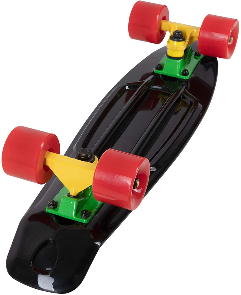 Rekon Complete 22" Mini Cruiser Plastic Skateboard (Black/Red/Yellow)