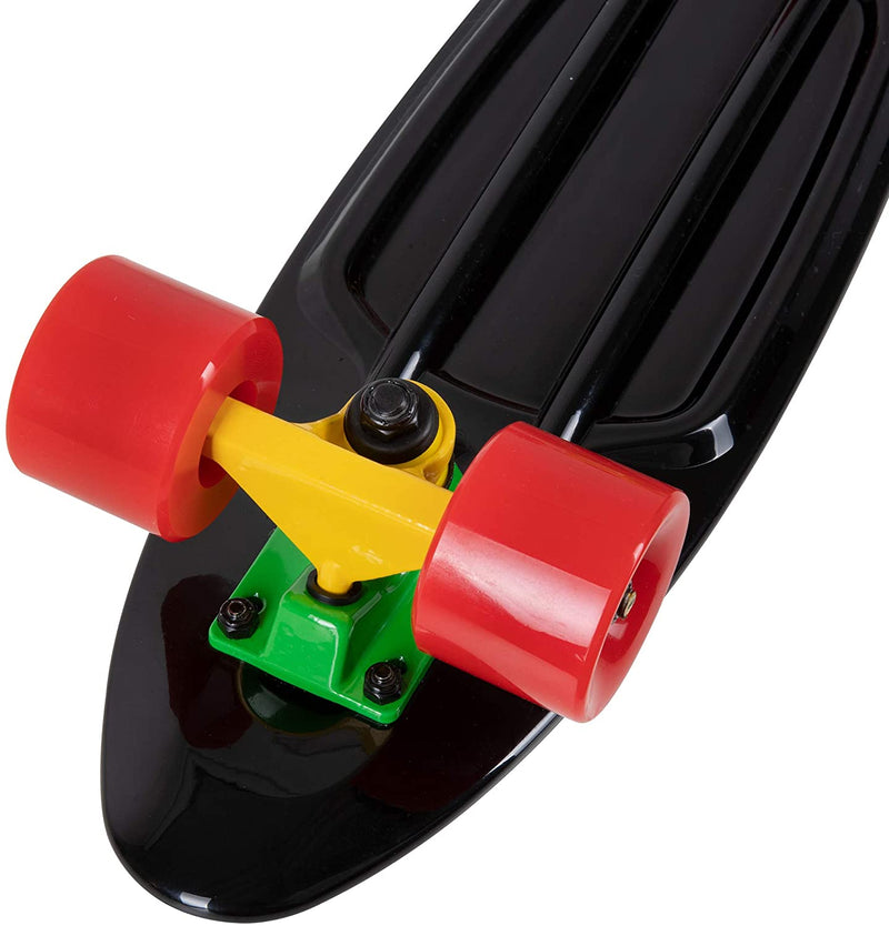 Rekon Complete 22" Mini Cruiser Plastic Skateboard (Black/Red/Yellow)