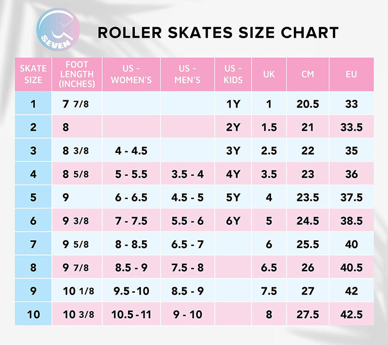Roller Skates Size Chart
