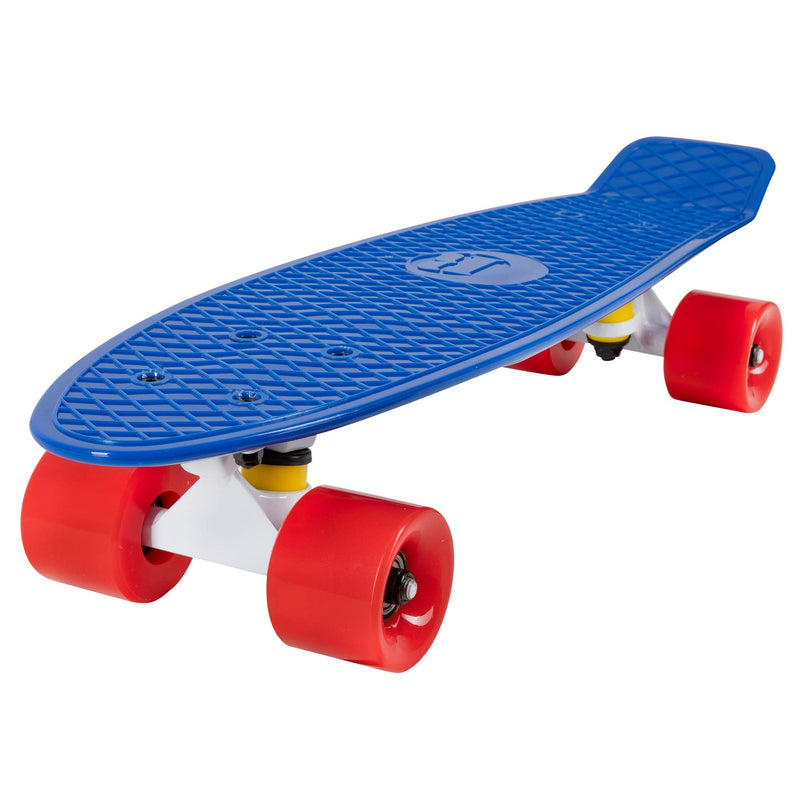 Rekon Complete 22" Mini Cruiser Plastic Skateboard (Blue/White/Red)