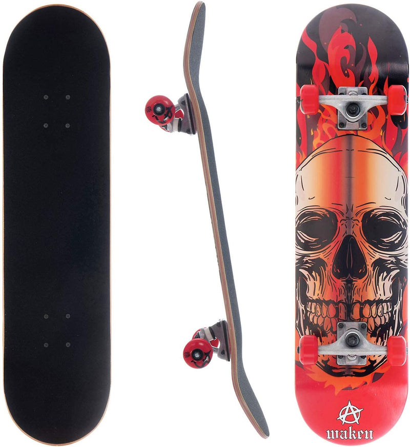 Awaken 8" Skull Fire Complete Skateboard