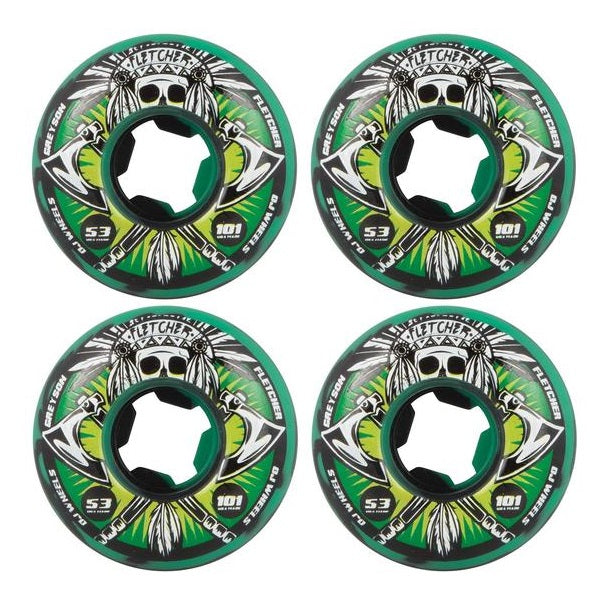 OJ 53mm Fletcher Tomahawk Green Black Swirl Skateboard Wheels 4 PACK