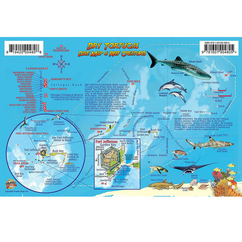 Franko Maps Dry Tortugas Reef Dive Creature Guide 5.5 X 8.5 Inch