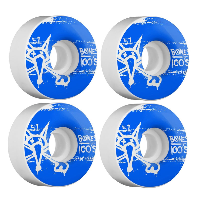 Skateboard Bones Wheels 100'S OG FORMULA V4 51mm White/Blue