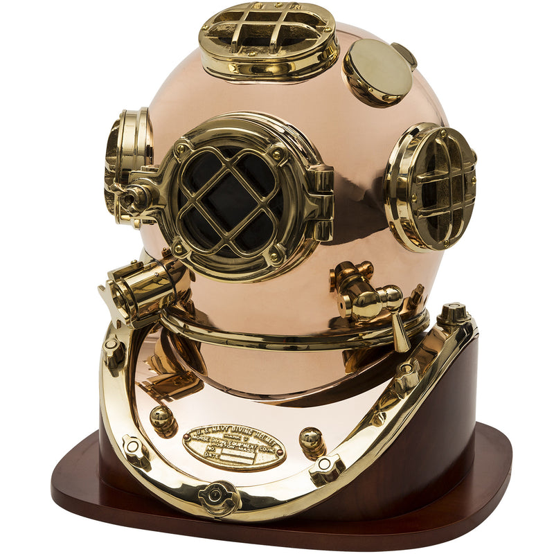 18" Mk V Brass Dive Helmet Replica with Wood Stand