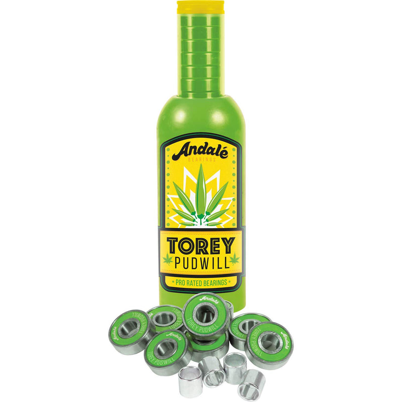 Andale Pudwill Skateboard Bearings and Green Hot Sauce Wax Set