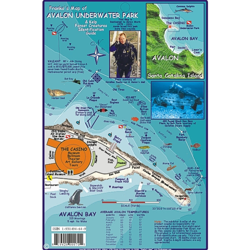 Franko Maps Avalon Underwater Park Dive Creature Guide 5.5 X 8.5 Inch