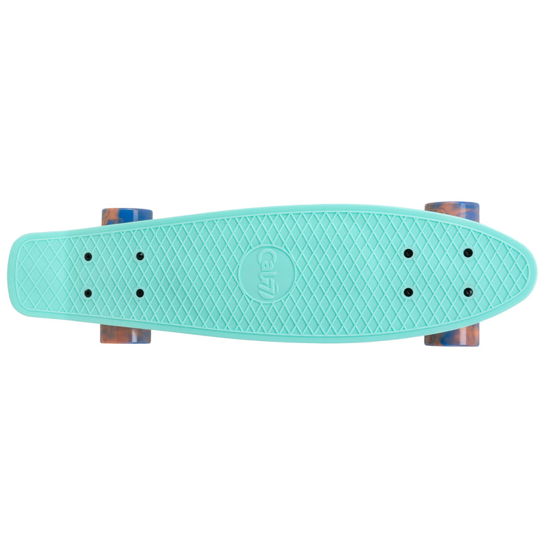 Cal 7 Arcadia 22.5” Mini Cruiser with Swirl Wheels - Featuring turquoise plastic deck and premium hardware. 