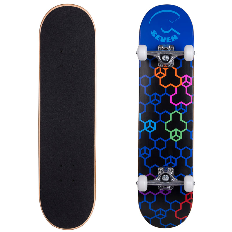 Complete 8 Inch Cal 7 skateboard with cubic graphics