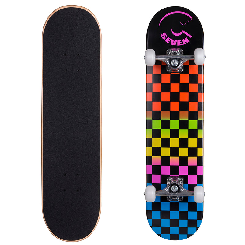 Cal 7 Complete Skateboard | 8 Rainbow Checkerboard