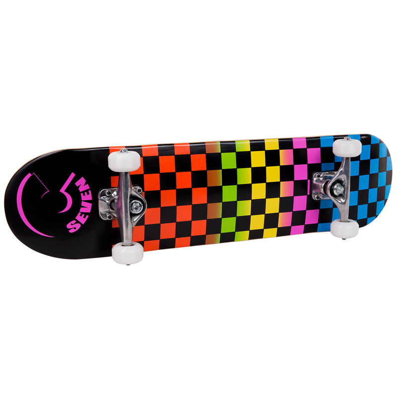 Cal 7 Complete Skateboard | 8 Rainbow Checkerboard