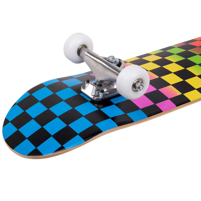 Cal 7 Complete Skateboard | 8 Rainbow Checkerboard