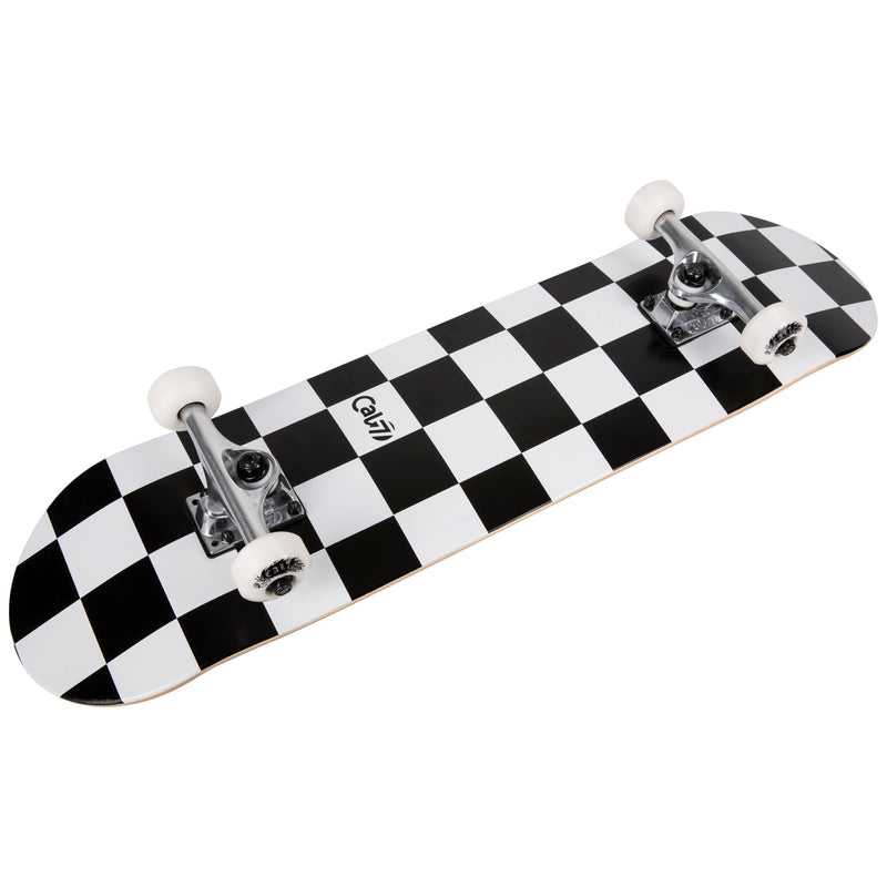 Cal 7 Checkmate Complete 7.5/7.75/8-Inch Skateboard a Black and White Checkered Design