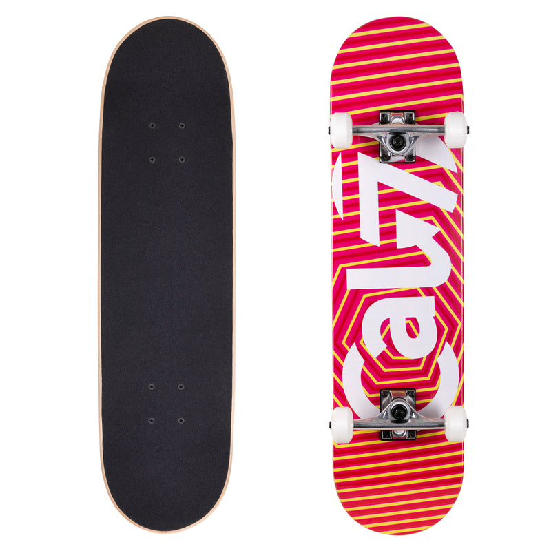 Red-orange Cal 7 complete 8-inch Delirium skateboard