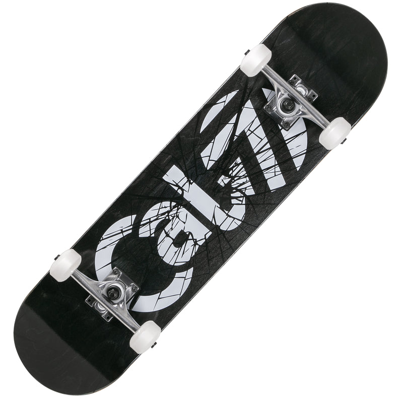 Cal 7 complete 8-inch Heist skateboard with black deck and glass shattered graphic