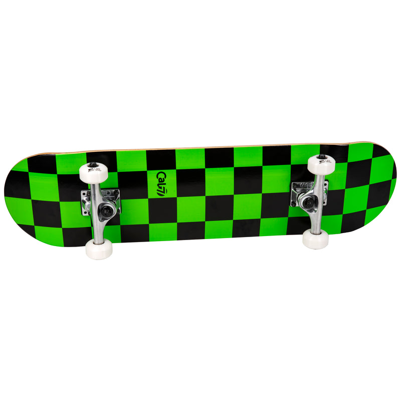 Cal 7 Optical Complete 7.5/7.75/8-Inch Skateboard with Lime Green and Black Checkered Design