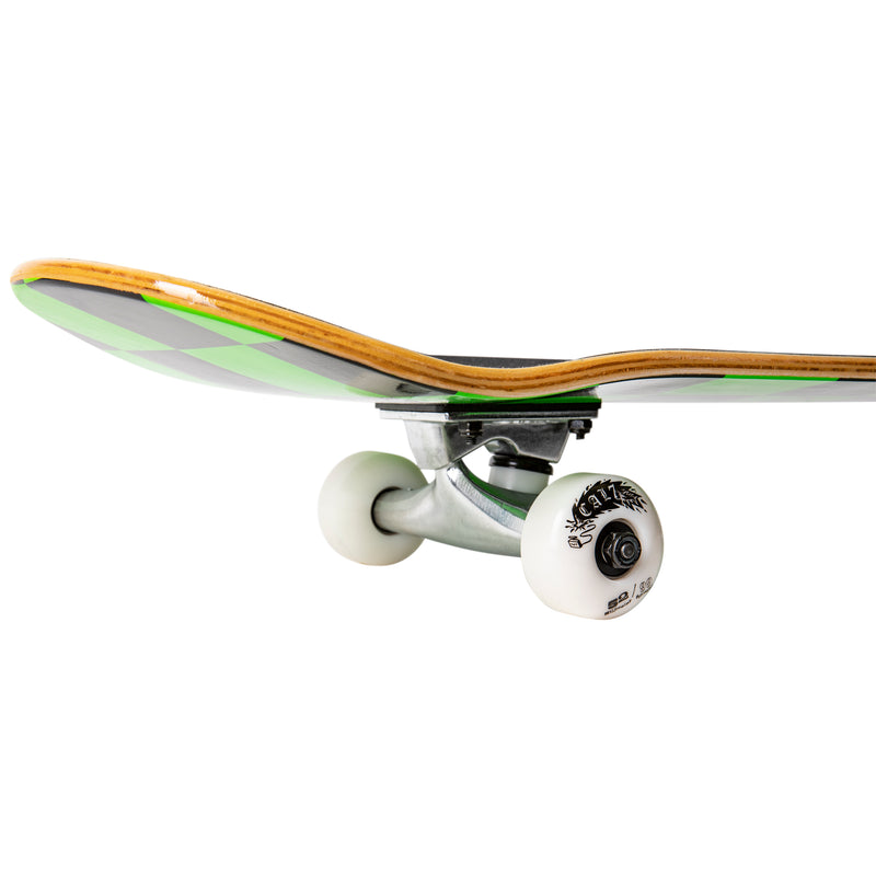 Cal 7 Optical Complete 7.5/7.75/8-Inch Skateboard with Lime Green and Black Checkered Design