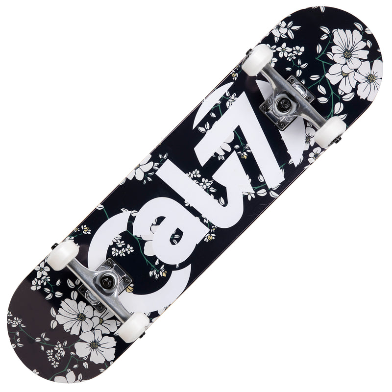 Cal 7 Petal Complete 7.5/7.75/8-Inch Skateboard with floral vine pattern and Cal 7 Logo Design 