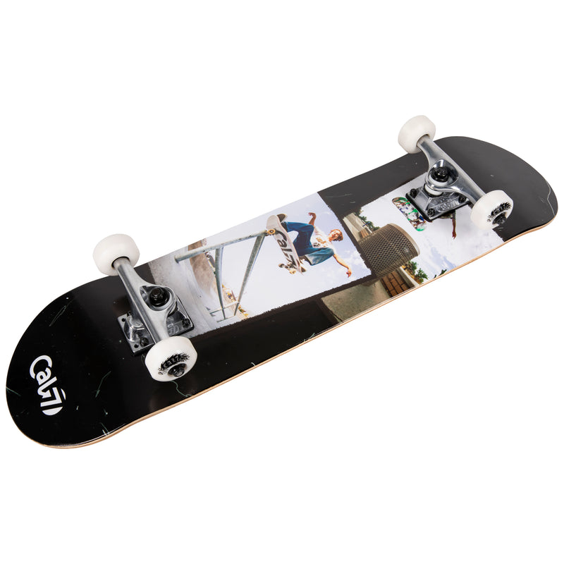 Cal 7 Perspective Complete 7.5/7.75/8-Inch Skateboard with Skateboarding Photographs and Distressed Black Design