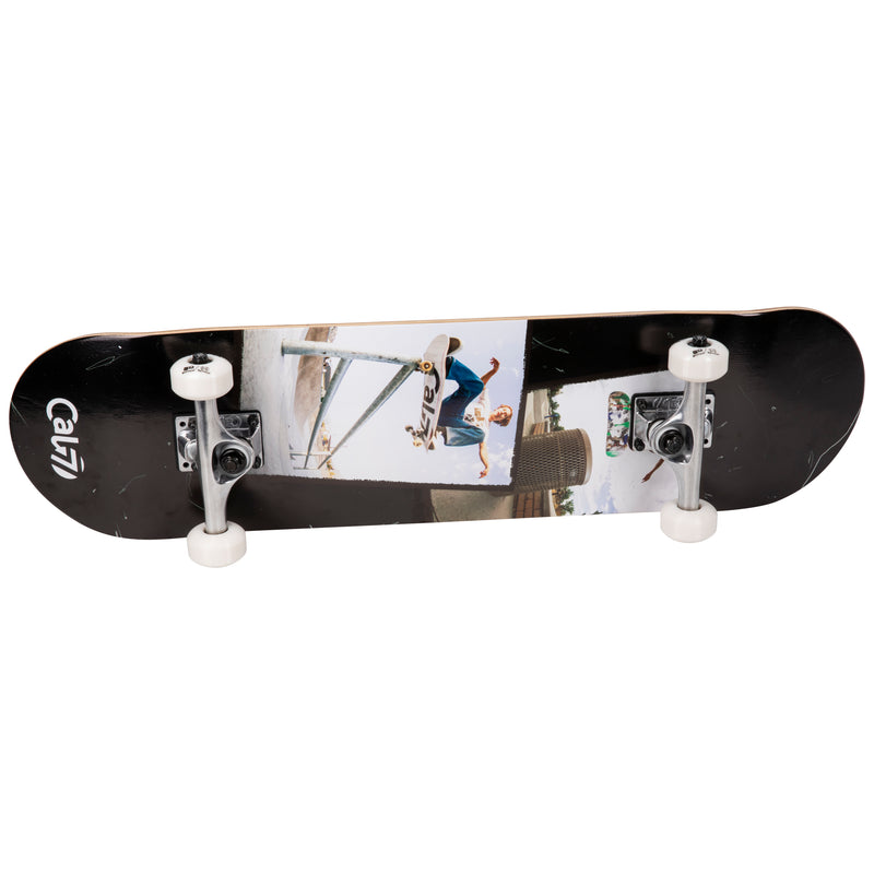 Cal 7 Perspective Complete 7.5/7.75/8-Inch Skateboard with Skateboarding Photographs and Distressed Black Design