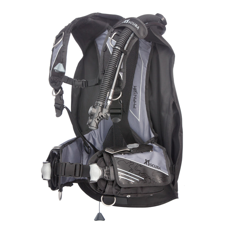 XS SCUBA BCD Phantom Catch N Release SS Cam Buckle Padded with White PLUS Lighting