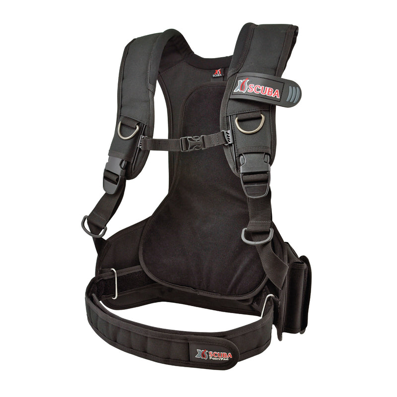 XS SCUBA PonyPac Harness SS D Rings Neoprene 2 Weight Pockets