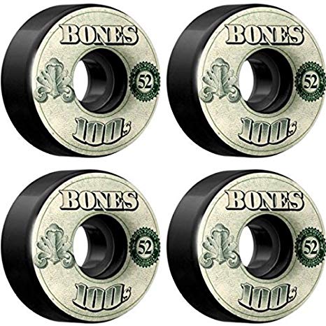 Bones Wheels Skateboard 100s OG Hard Black Polyurethane 4 Pack 52x34mm