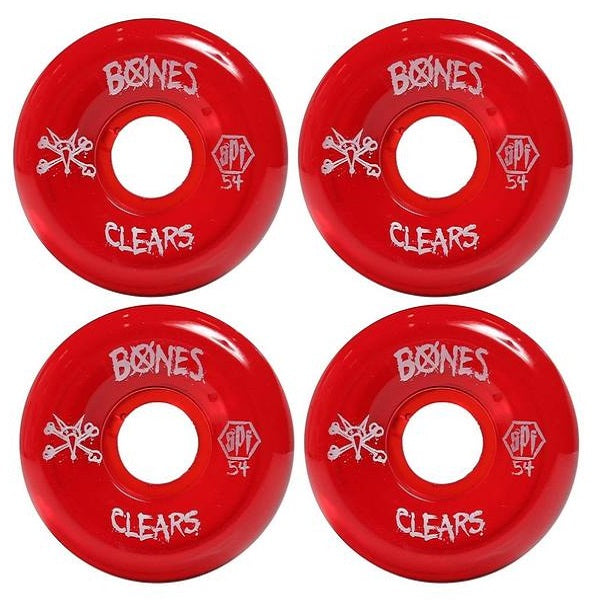 Bones SPF 54mm Clear Red Skateboard Wheels 4PK