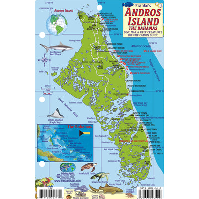 Franko Maps Andros Island Bahamas Dive Creature Guide 5.5 X 8.5 Inch
