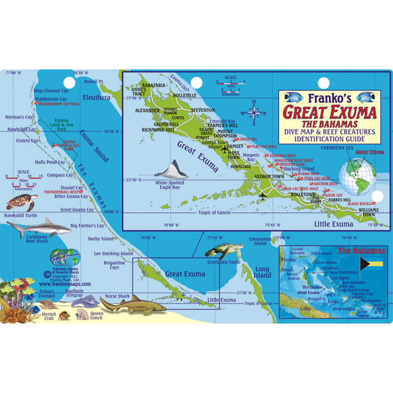 Franko Maps Great Exuma Island Reef Dive Creature Guide 5.5 X 8.5 Inch