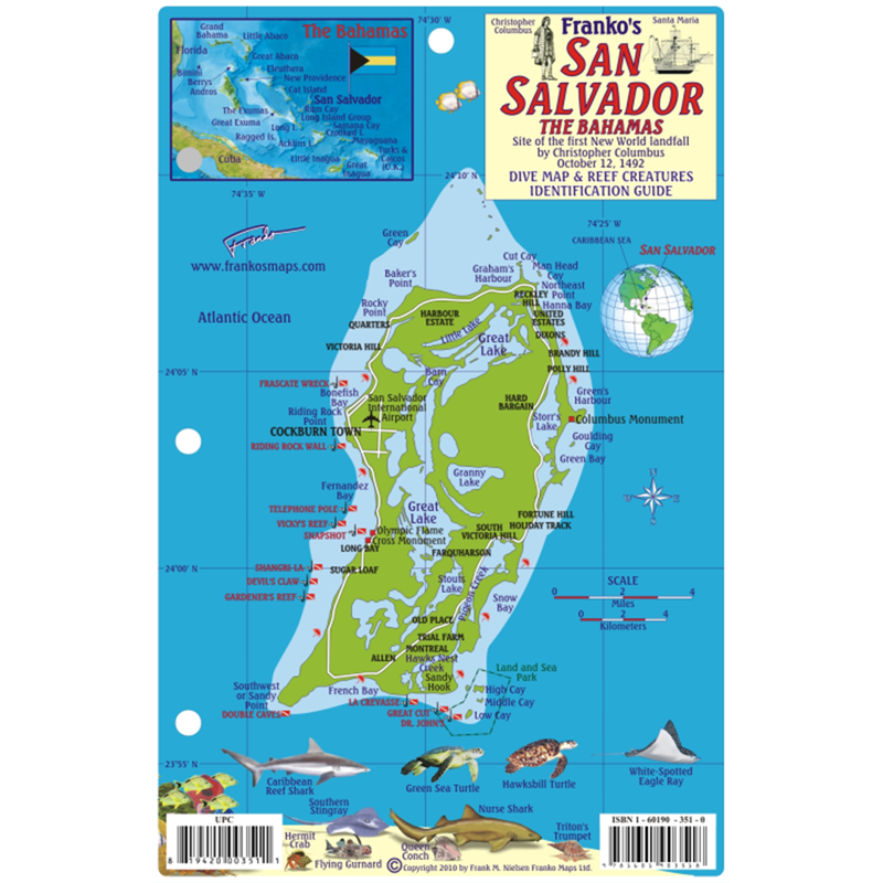 Franko Maps San Salvador Island Dive Creature Guide 5.5 X 8.5 Inch