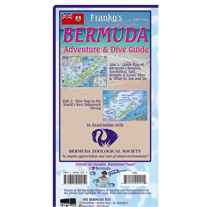 Franko Maps Bermuda Dive Creature Adventure Guide 18.5 X 26 Inch