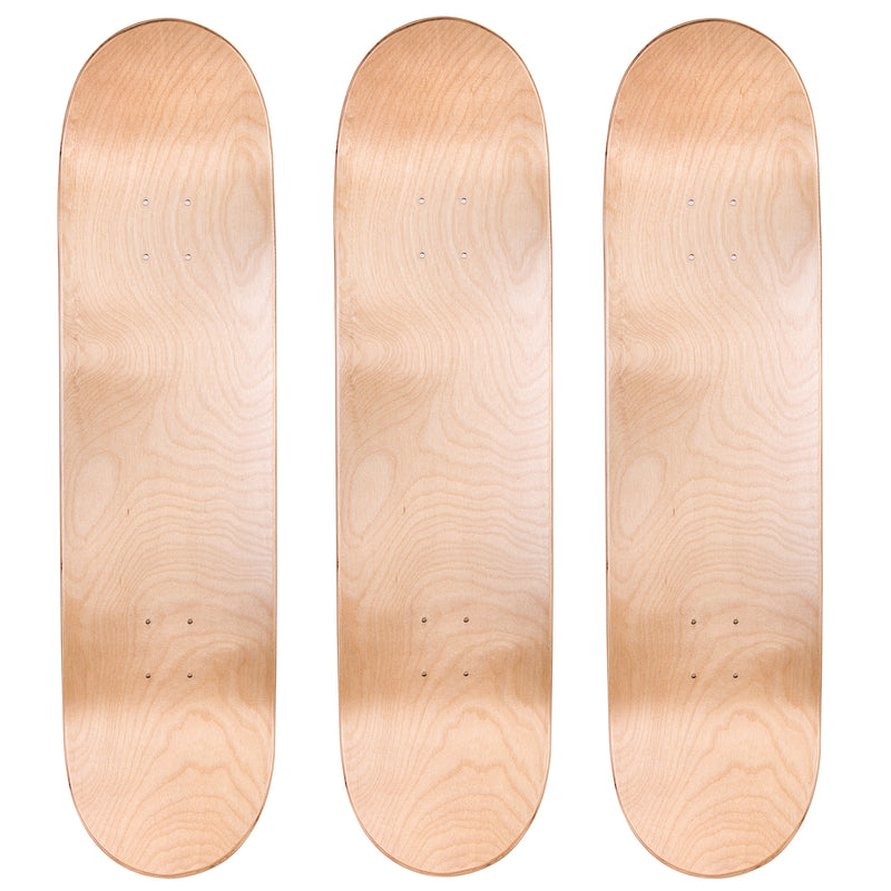 Pack of 3 Blank Skateboard Decks | 7.75, 8.0, 8.25, 8.5