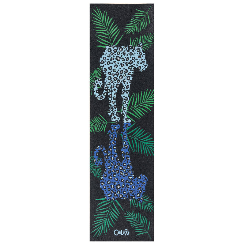 Cal 7 black skateboard griptape with leopard design