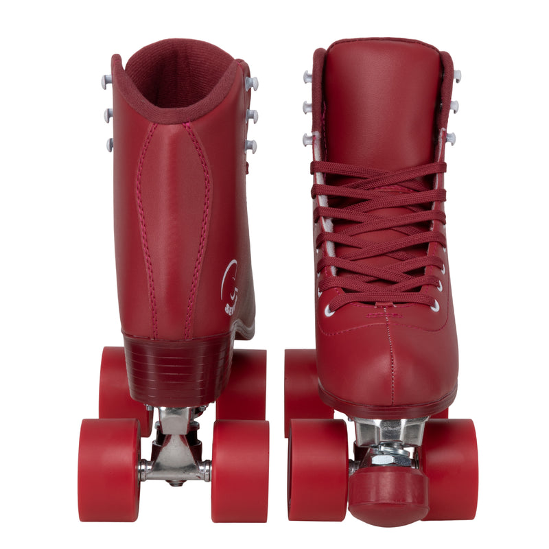 C7skates Cherrypop Quad Roller Skates in a deep red retro structured boot with 62mm wheels and 1-inch heel. 