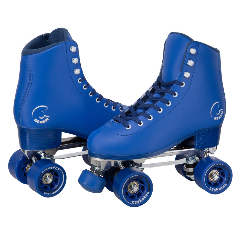 C7skates Midsummer’s Eve Quad Roller Skates in a blue vegan leather structured boot and 62mm wheels. 