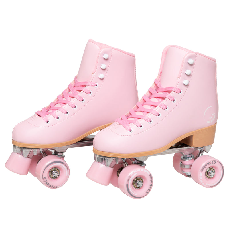 C7skates C7 Cherry Blossom soft pink quad roller skates for women girls men with outdoor 58mm wheels 