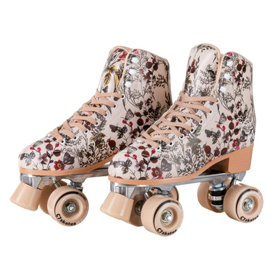 c7 c7skates Secret Garden quad retro butterflies floral print nude cream roller skates 