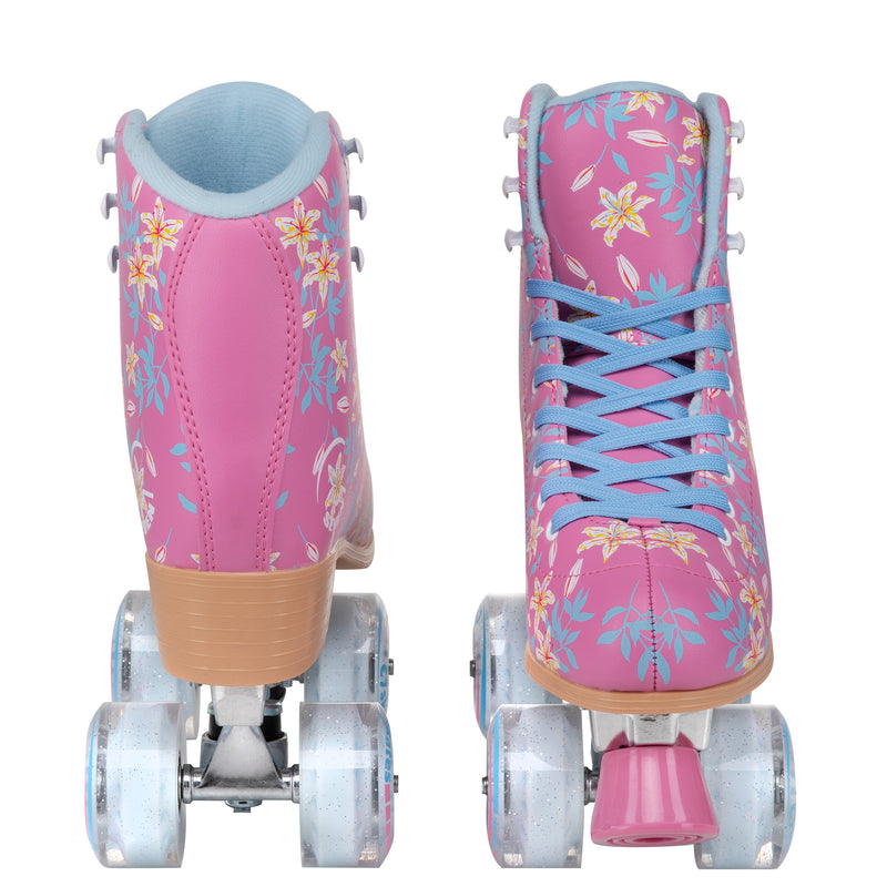 pink floral quad roller skates