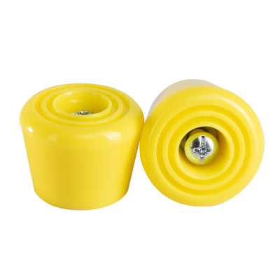 Lemon yellow C7 roller skate stoppers made from durable polyurethane PU82A dimensions are 47 by 35 mm 