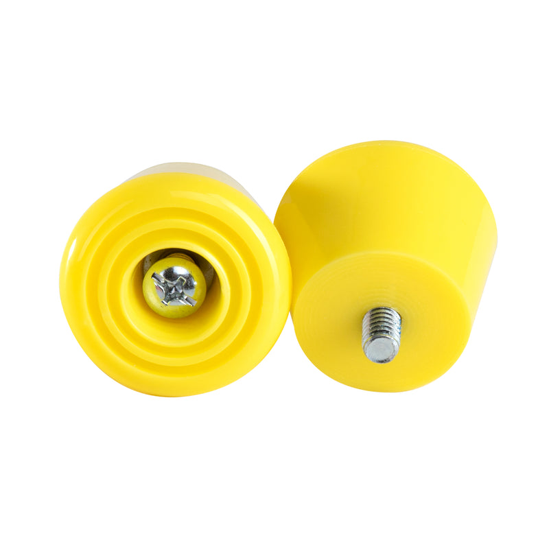 Lemon yellow C7 roller skate stoppers made from durable polyurethane PU82A dimensions are 47 by 35 mm 