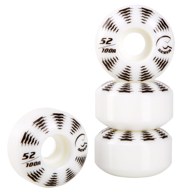 Cal 7 Catch-22 Skateboard Wheels, 52mm & 100A, Black & White Design (All-Star)